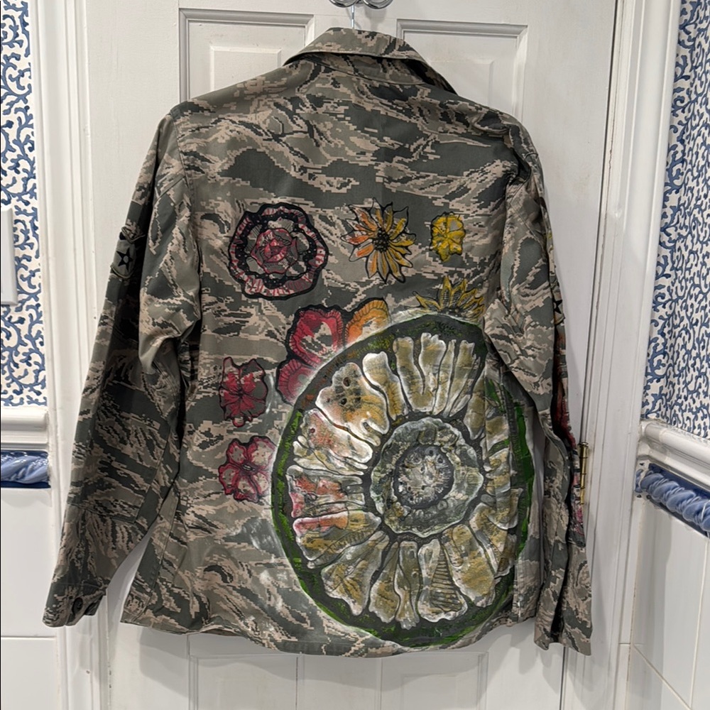 Camouflage Jacket with Floral paintings